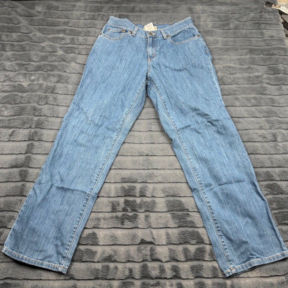 LL Bean Straight Fit Jeans Womens 6 Pet Medium Wash Stretch Denim 0GTR3